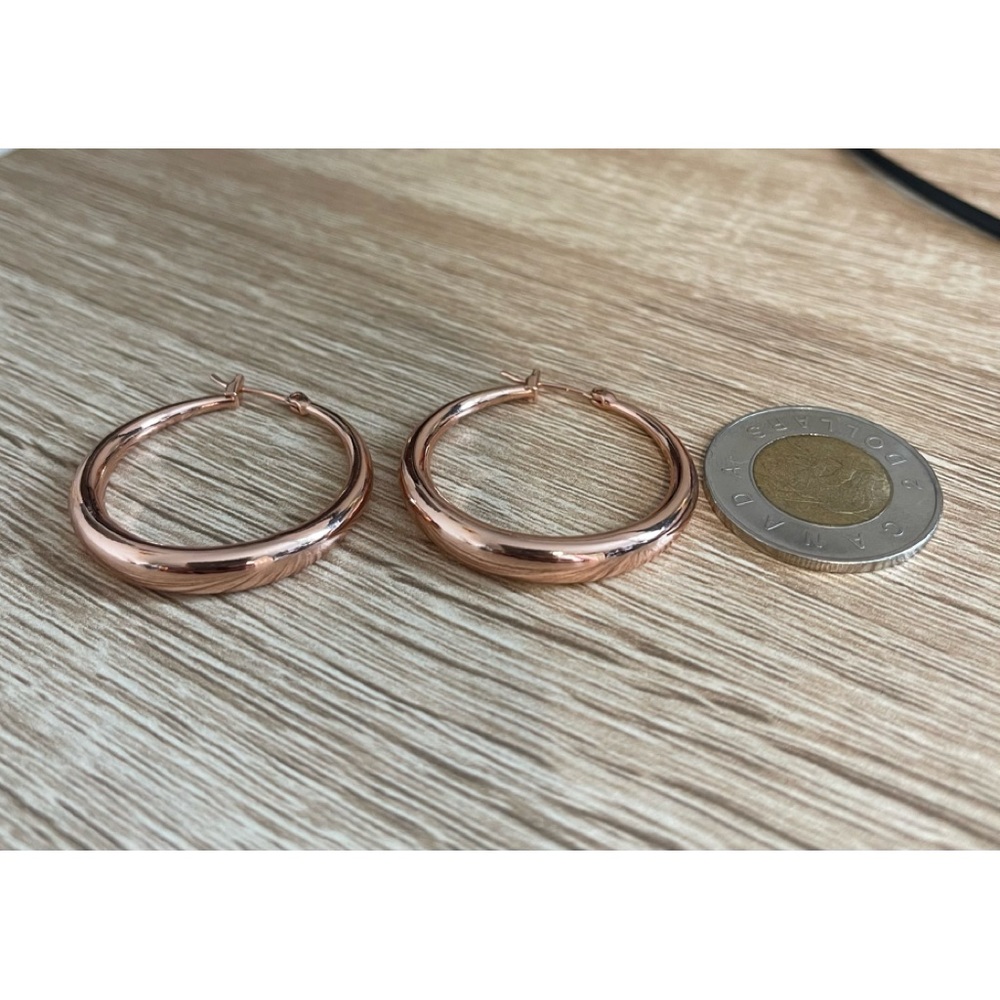 Rose gold colour - Chunky Hoop earrings- quality costume.